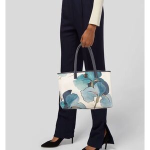 Tory Burch Kensington Floral Tote Bag in Blue and White